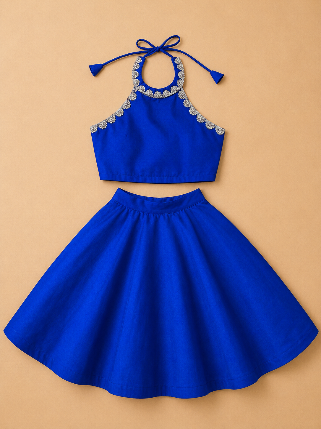 CELESTE BLUE CROP TOP & SKIRT SET