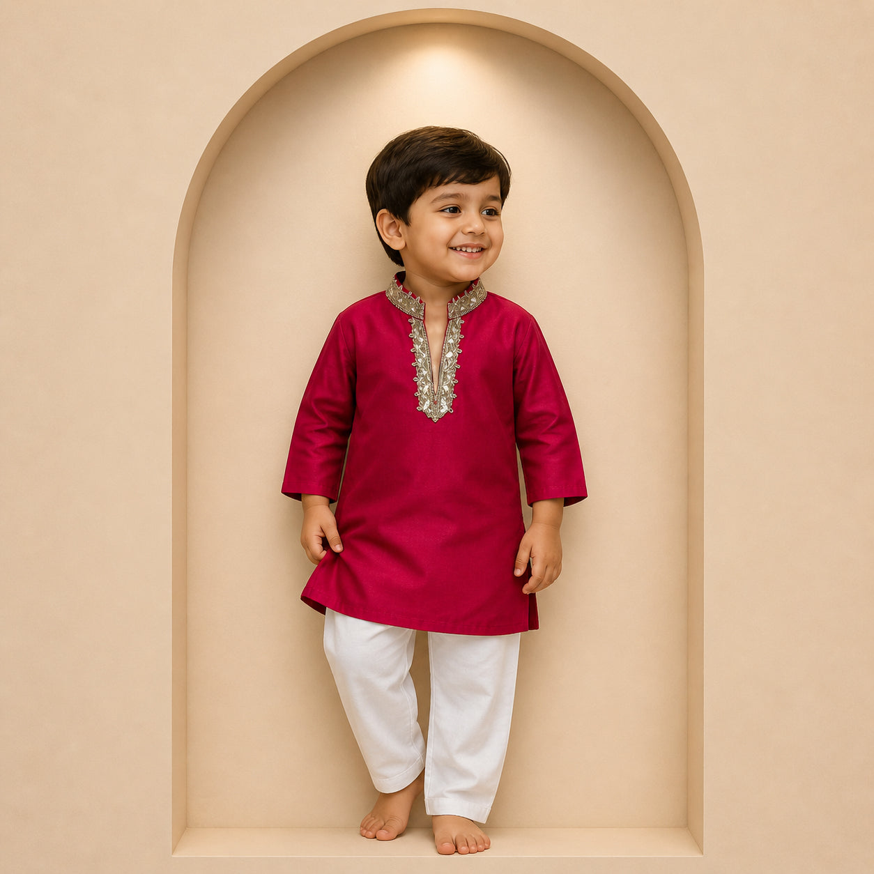 Royal Pink Kids Kurta Set