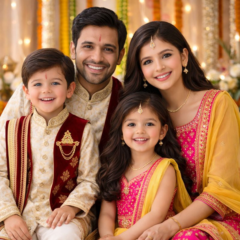 Celebrate Every Occasion in Style with Matching Family & Kids Ethnic Wear