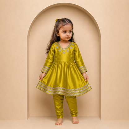 Elegant Parrot Green Anarkali Set