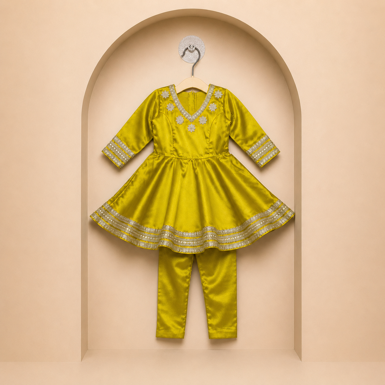 Elegant Parrot Green Anarkali Set