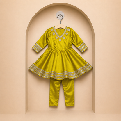 Elegant Parrot Green Anarkali Set