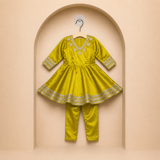 Elegant Parrot Green Anarkali Set