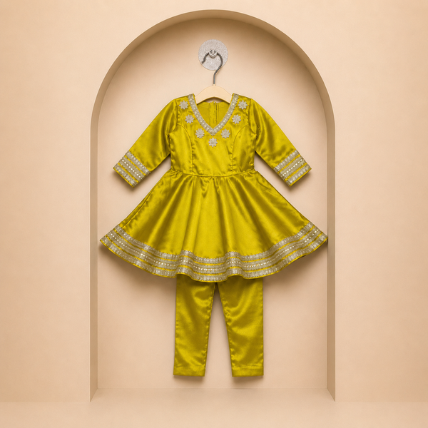 Elegant Parrot Green Anarkali Set