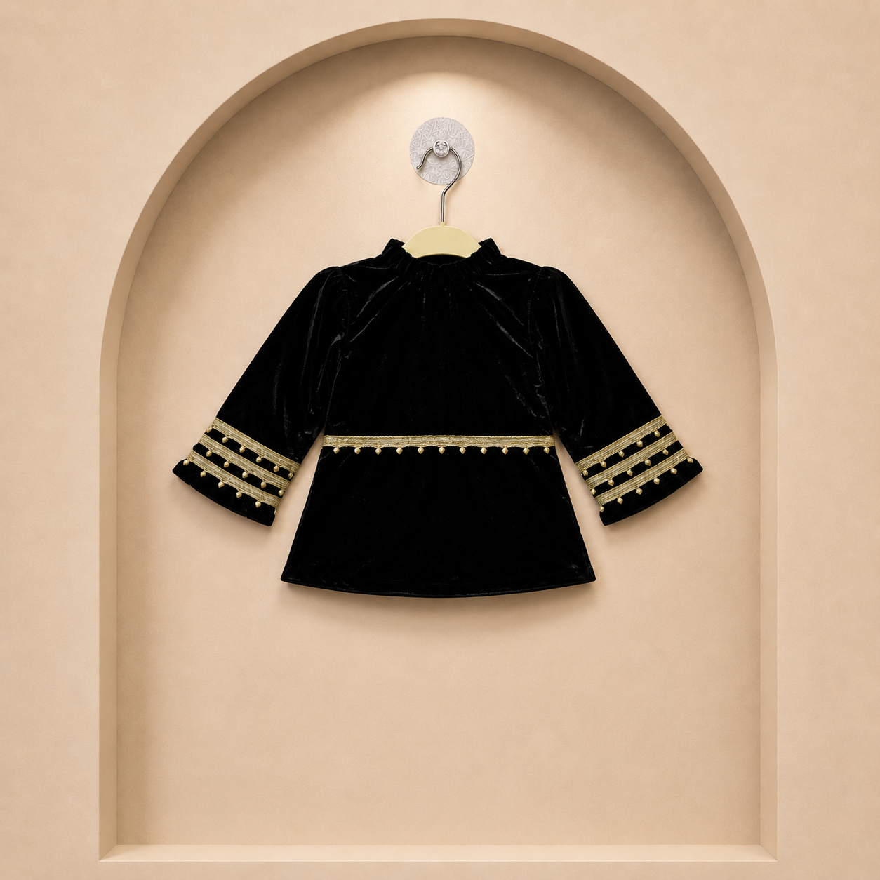Black Velvet Girls Festive Skirt Set