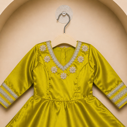 Elegant Parrot Green Anarkali Set