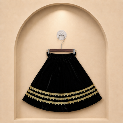 Black Velvet Girls Festive Skirt Set