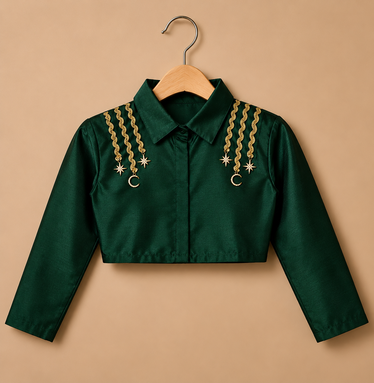 Emerald Green Crop Top & Skirt Set