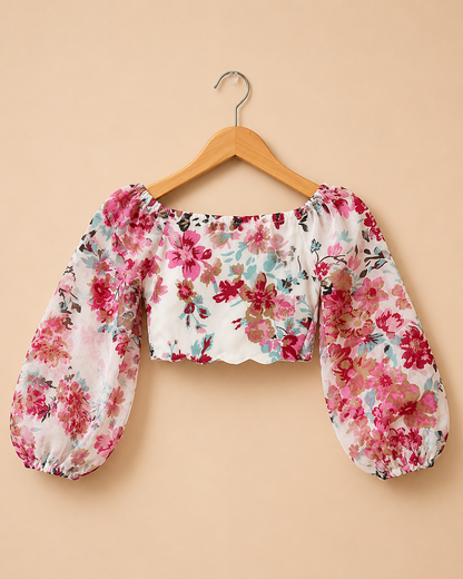 FLORAL GRACE TOP AND SKIRT SET