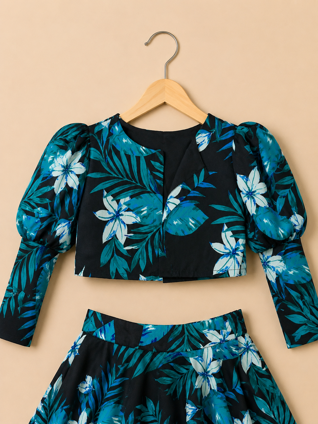 Noir Blossom Top & Skirt Set
