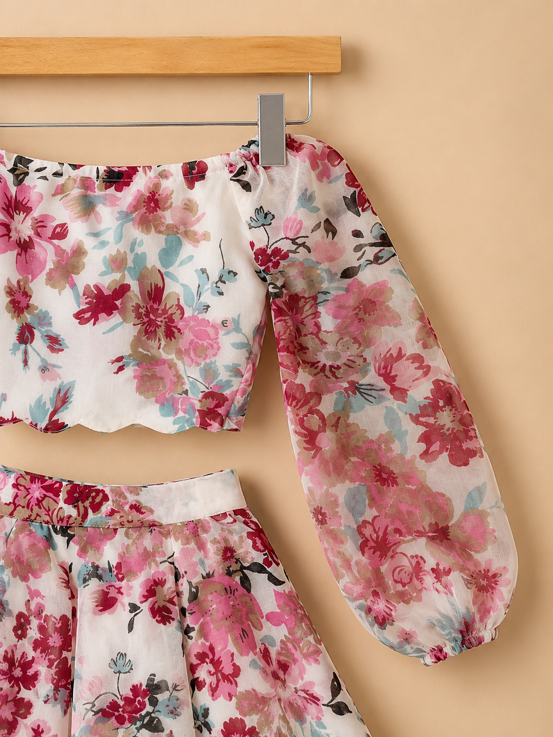 FLORAL GRACE TOP AND SKIRT SET