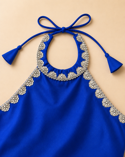 CELESTE BLUE CROP TOP & SKIRT SET