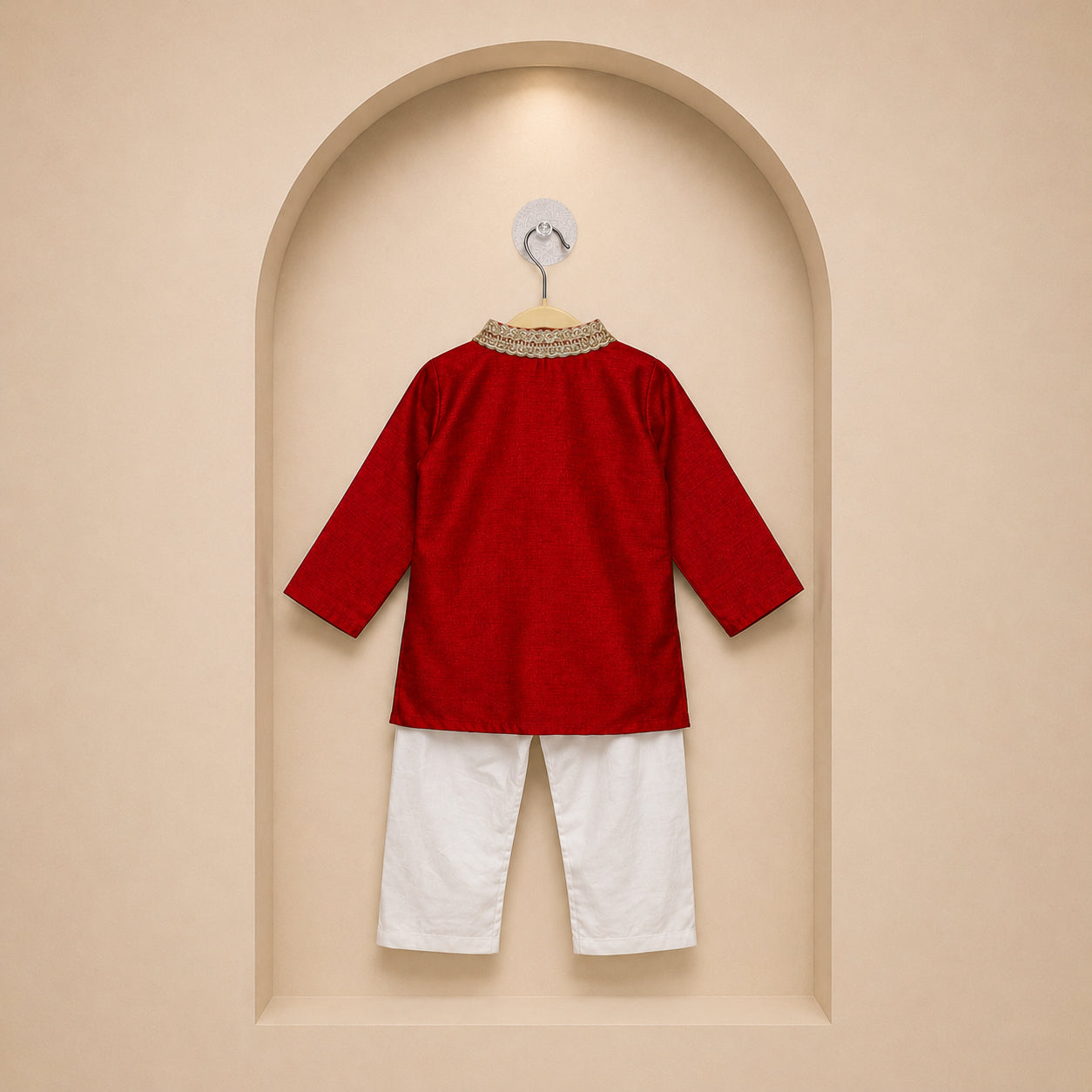 Little Maharaja Red Kurta Set