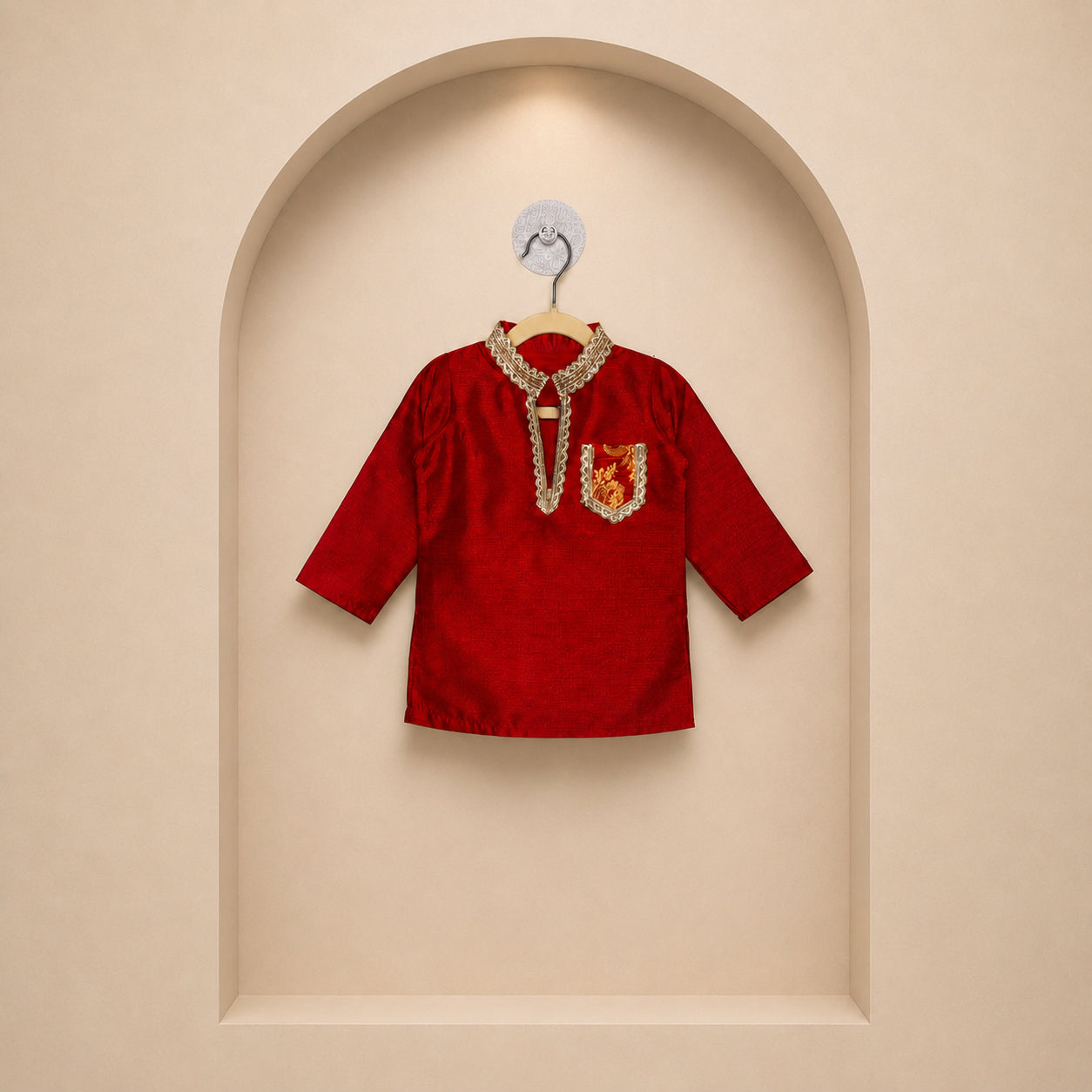 Little Maharaja Red Kurta Set