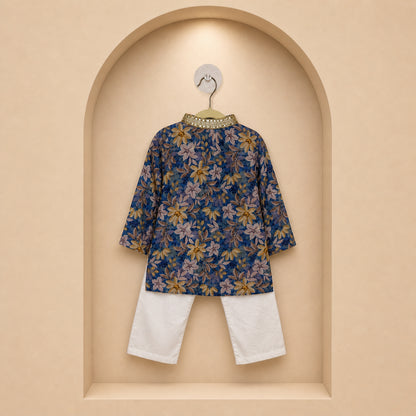 Royal Elephant Print Kids Kurta Set