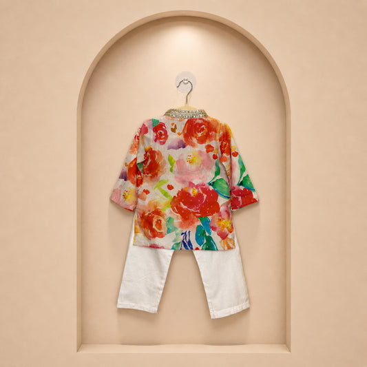 Floral Splash Kids Kurta Set