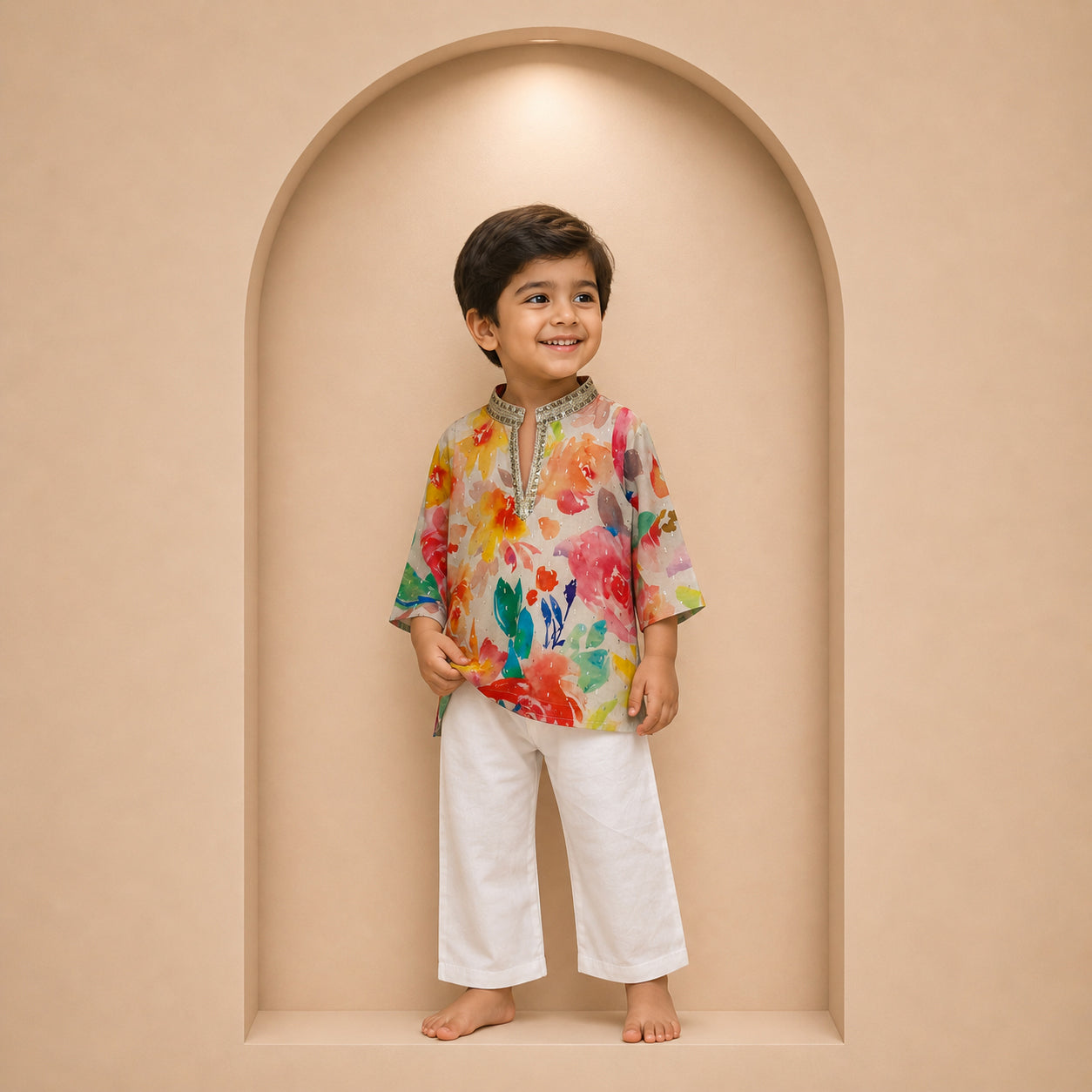 Floral Splash Kids Kurta Set