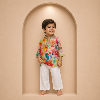 Floral Splash Kids Kurta Set
