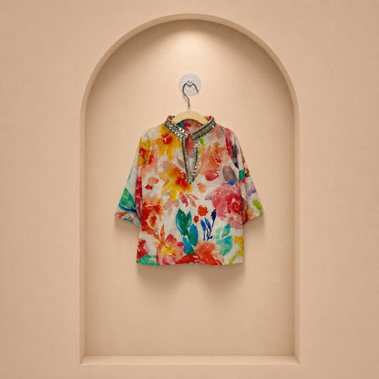Floral Splash Kids Kurta Set