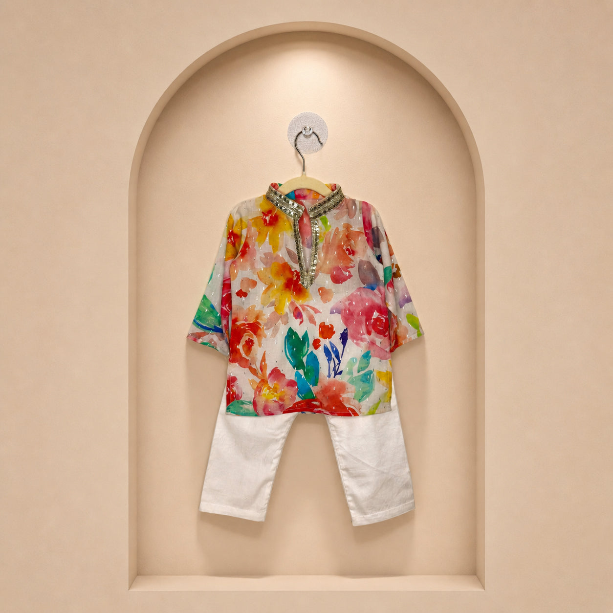 Floral Splash Kids Kurta Set
