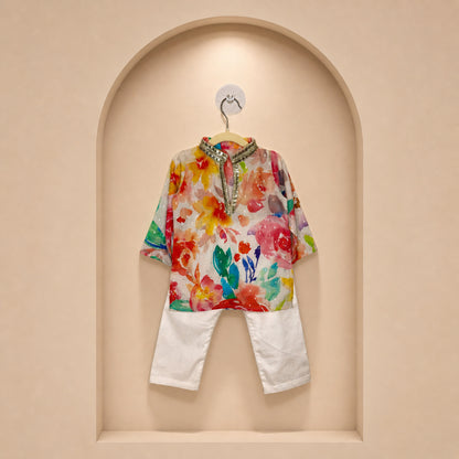 Floral Splash Kids Kurta Set