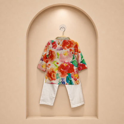 Floral Splash Kids Kurta Set